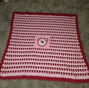 Handmade crochet lap blanket with pocket. 42x42